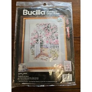 Bucilla Stamped Cross Stitch Kit "Floral Arbor" #40676 11" x 14" Sealed NEW